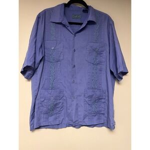 Tropicool Men's Purple Button Up Shirt Size Large